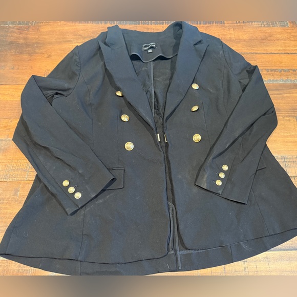 Lane Bryant PLUS Black Blazer with Gold Buttons - Picture 2 of 4